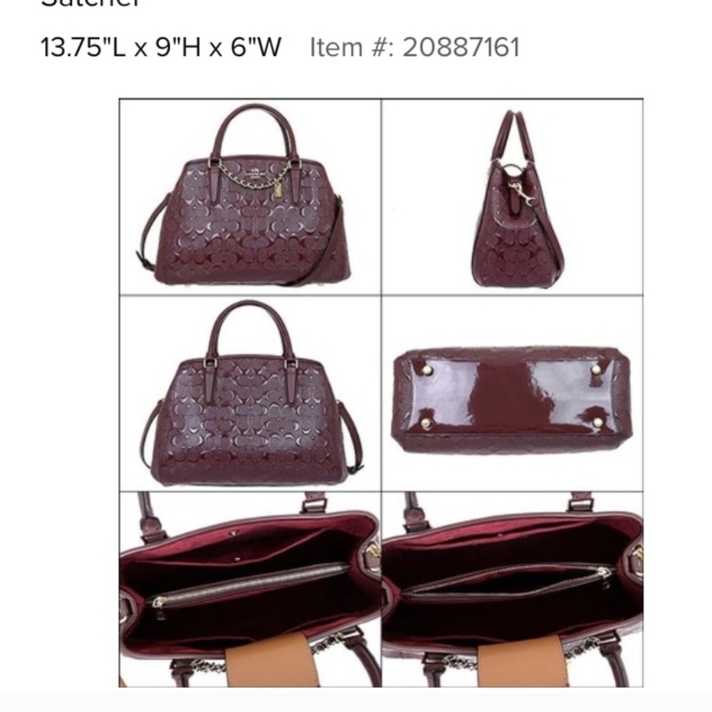 3 Piece Set Coach Signature Oxblood Margot Bag Crossover & 2 Matching Wallets - Picture 7 of 17